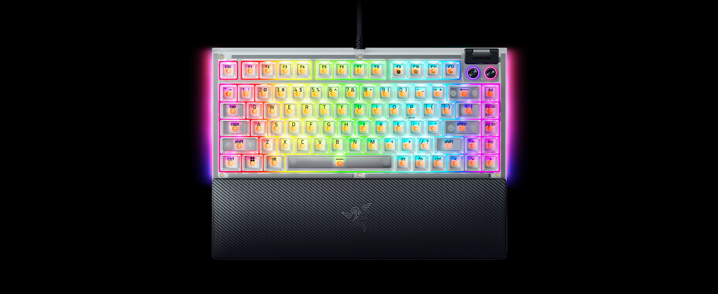 Razer BlackWidow V4 75% Phantom White: Механічна ігрова клавіатура з RGB підсвічуванням та Hot-swap