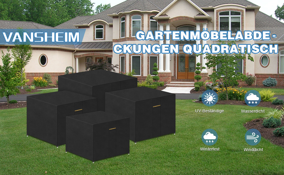 Водонепроникний чохол для садовой меблів VANSHEIM 60x60x60 см - захисна накривка для столу та садової групи