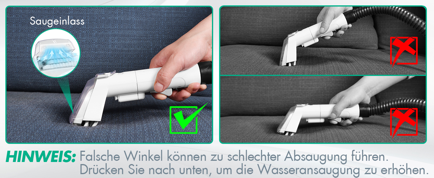 HAUSHOF StainZapper Pro: мийка для килимів та меблів, 450W, 12kPa, 1.5+0.8L, з миючим засобом та щіткою для швів. Ефективний видалення плям з килимів, диванів, меблів та авто.