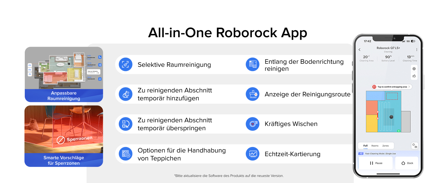 Робот-пилосос Roborock Q7 Max+ з автоматичним розвантаженням пилу, потужність 8000 Па, LiDAR-навігацією та електронним резервуаром для води, чорний