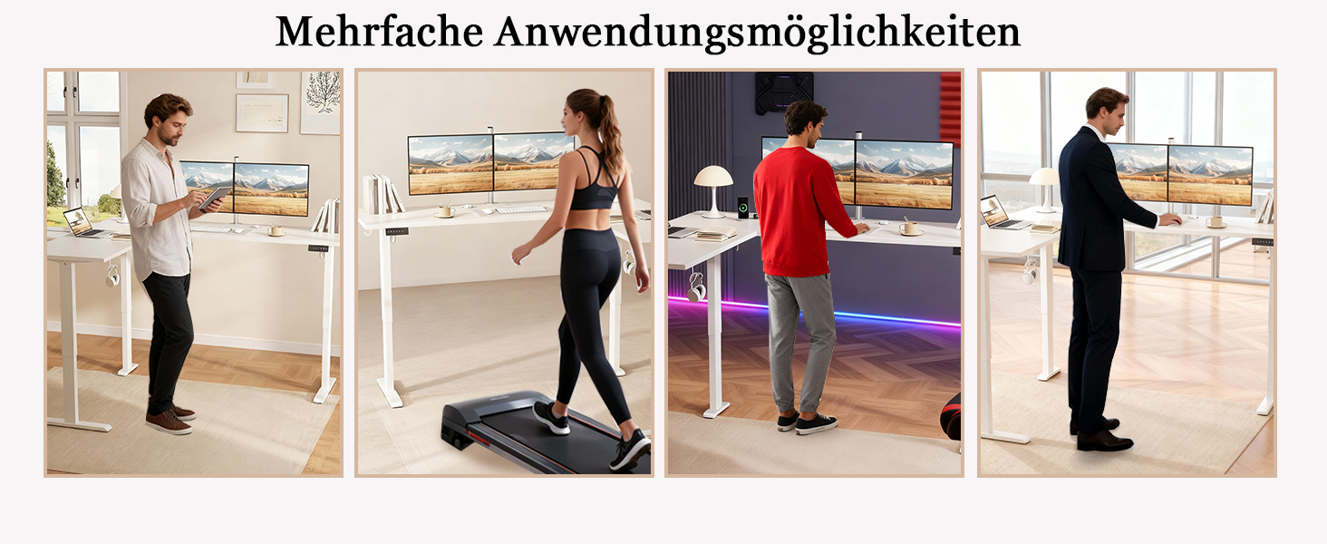 Електричний кутовий стіл Klicelor з регулюванням висоти, 190 x 155 см. 3 функції пам'яті, антиколізійна технологія, ергономічний комп'ютерний стіл, білий