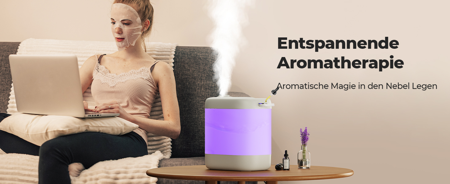 Зволожувач повітря для спальні, Homvana 5L Cool Mist Humidifier Аромадифузор для дитячої кімнати Дитяча кімната, час роботи 40 годин, тиха робота, автомобільний дифузор, зволожувач повітря з нічним світлом