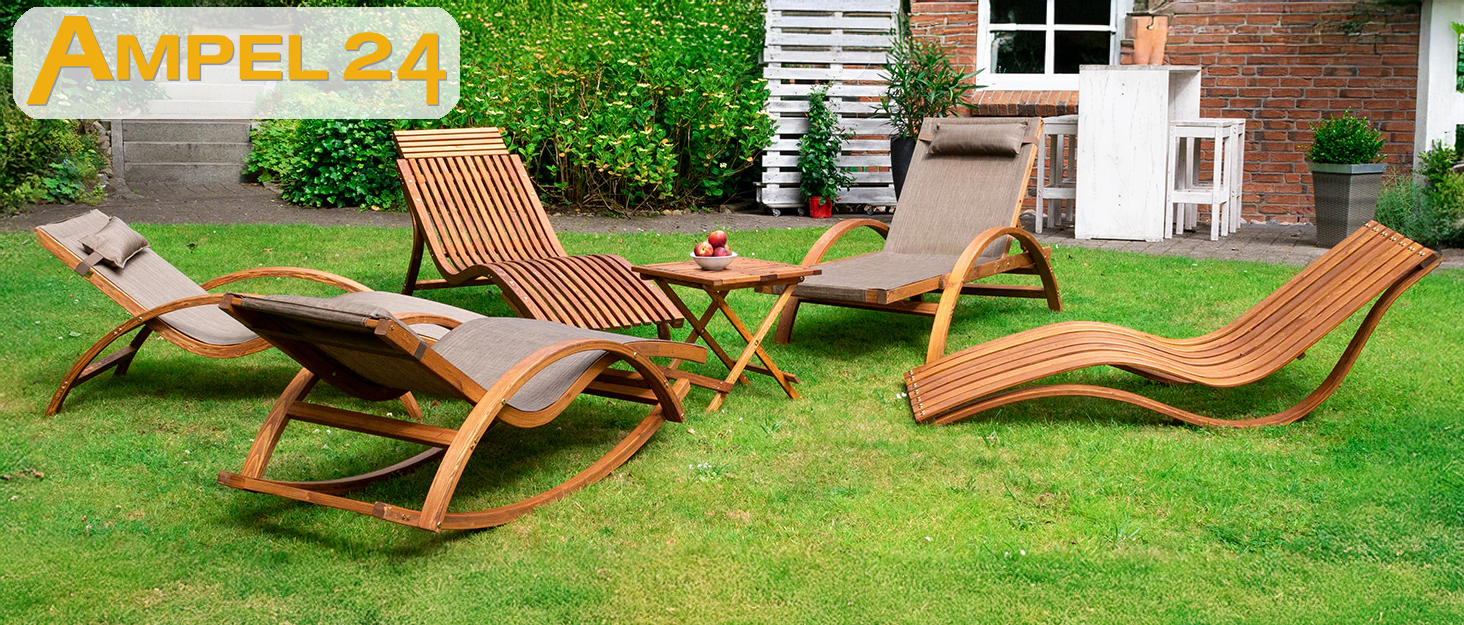 Садова шезлонг-крісло Ampel 24 Relax Tropica з підлікотниками, меблі з обробленого дерева, коричнева вологостійка оббивка