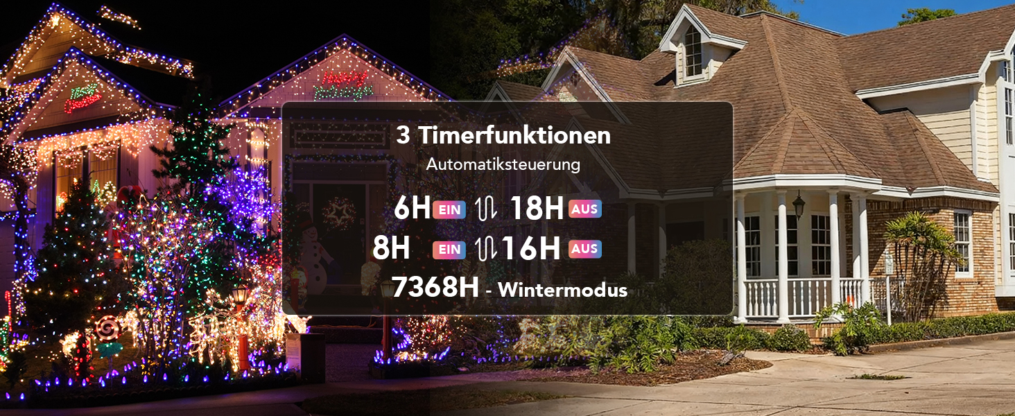Світлодіодна гірлянда 50м 500 LED для вулиці та дому, водонепроникна з таймером та 11 режимами світла (теплий білий та кольоровий), для Різдва, весілля та вечірок