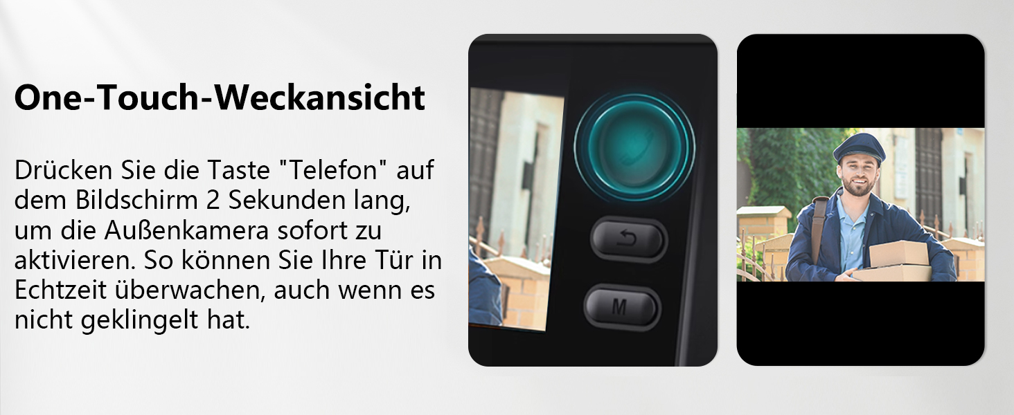 Відеодзвінок з камерою 1080P HD, бездротовий, IP65, водонепроникний, дисплей 4,3 дюйма, двостороння аудіо, нічне бачення, 170° кут огляду, автоматична фото/відео зйомка