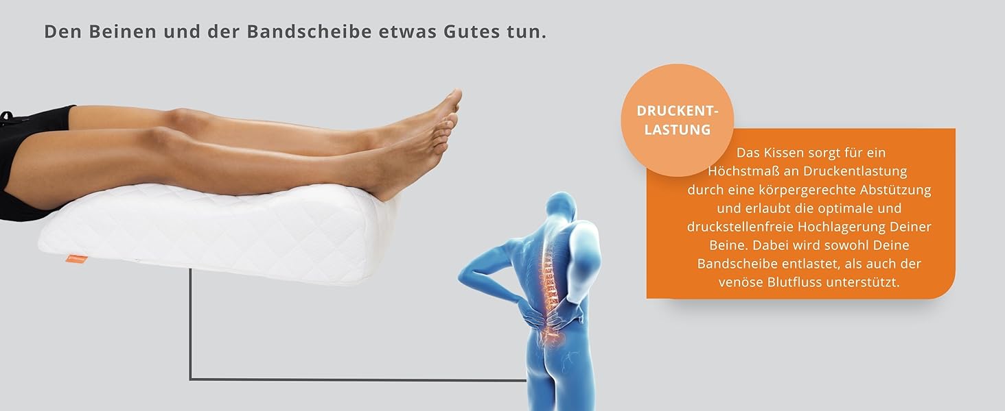 Подушка для ніг Sleepling Venenkissen: для підтримки ніг та комфортного сну, 40 x 68 x 16.5 см, 100% бавовна, Ökotex 100, Made in EU