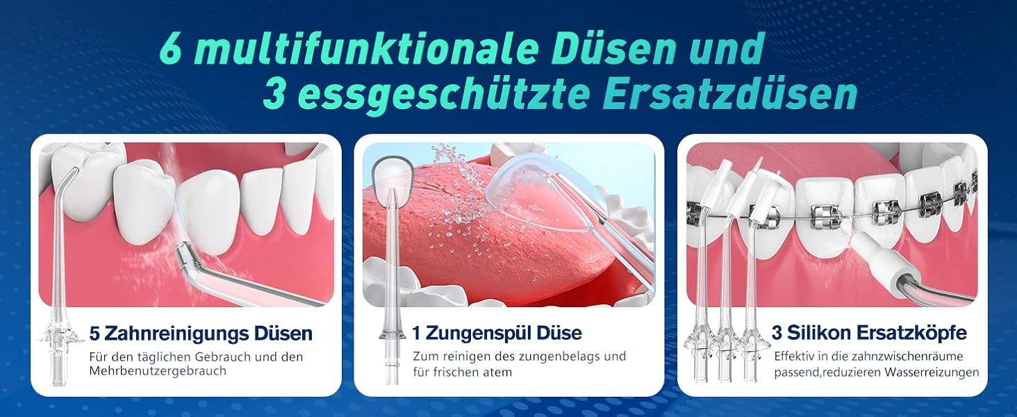 Іригатор для порожнини рота Munddusche, професійний, з технологією мікробульбашок, регулювання тиску води, для чищення зубів та брекетів, білий