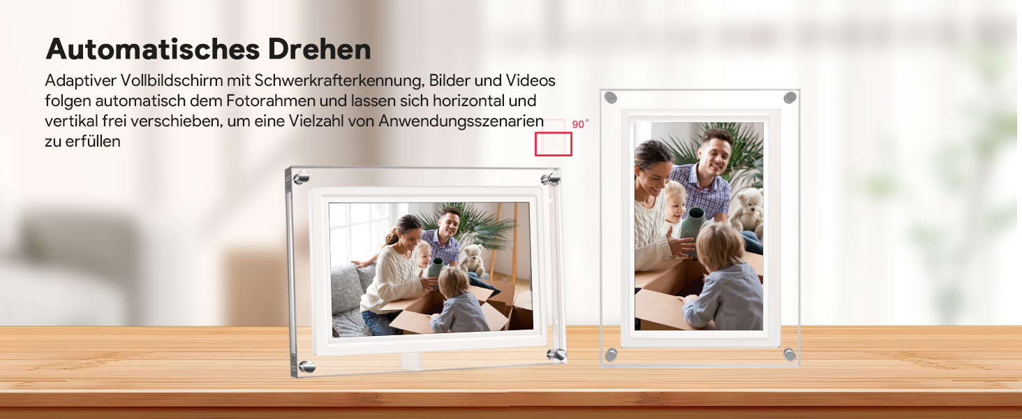 Цифрова фоторамка 15.6 дюймів з Wi-Fi, HD IPS сенсорний екран 1920x1080, 32ГБ пам'яті, підтримка Frameo App, автоматичний поворот зображення