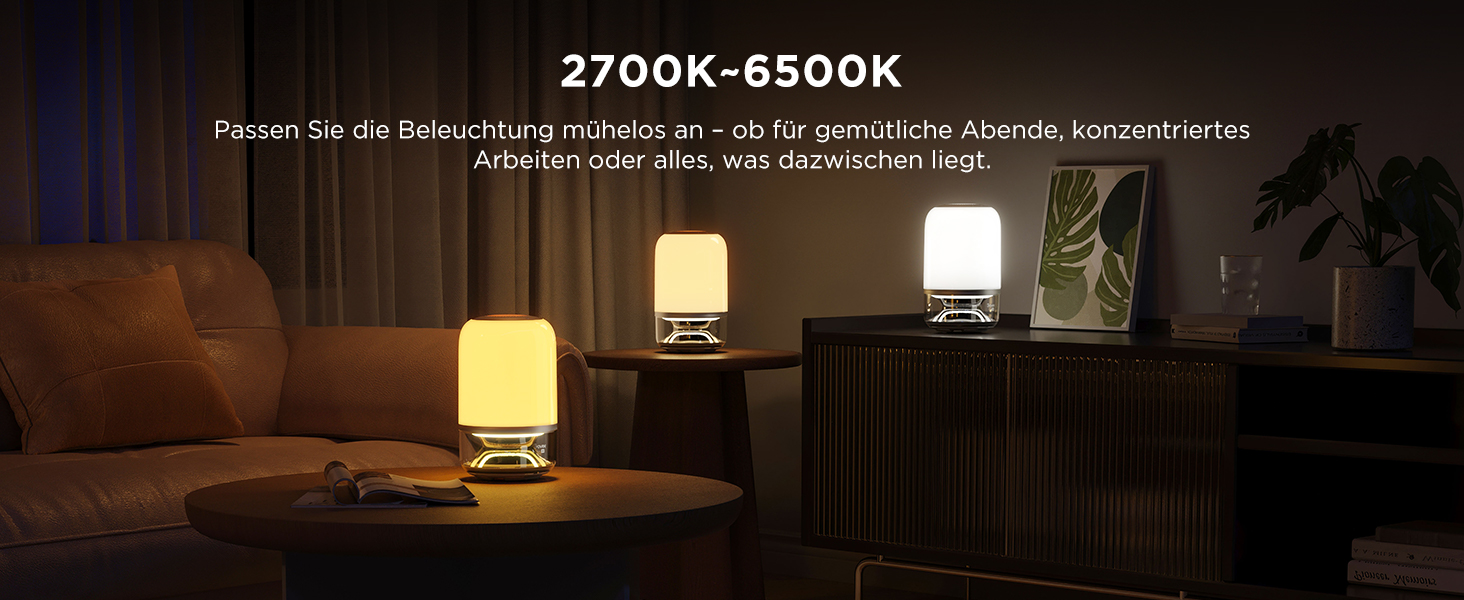Govee LED лампа з колонкою JBL, Matter-сумісна, акумуляторна, 16 музичних режимів та 100+ сцен