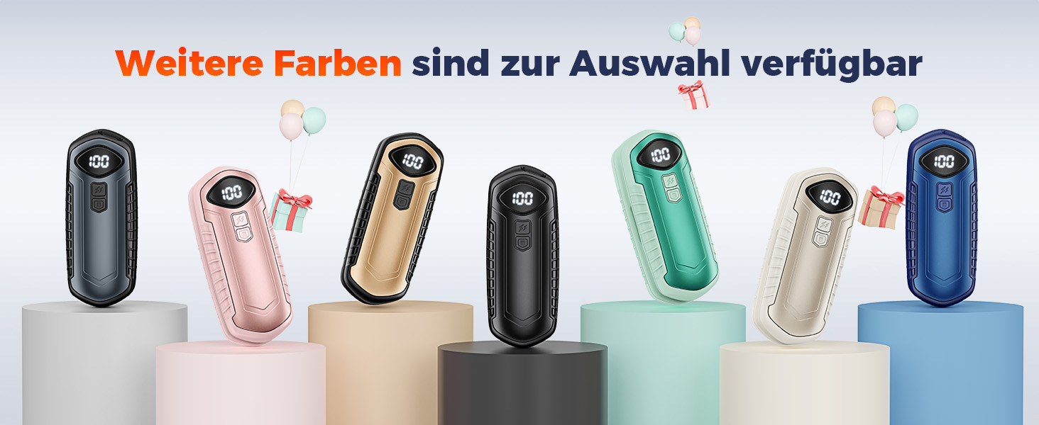 Грілки для рук акумуляторні, 2 шт, електричні, портативні, 6000mAh, кишенькові, ультралегкі, 5 режимів нагріву до 55°C, для кемпінгу, чорні