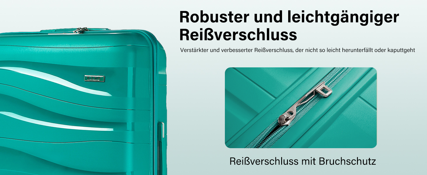 KONO Чемодан середнього розміру 65см з поліпропілену з TSA замком, 65x46x26.5см (Зелений)