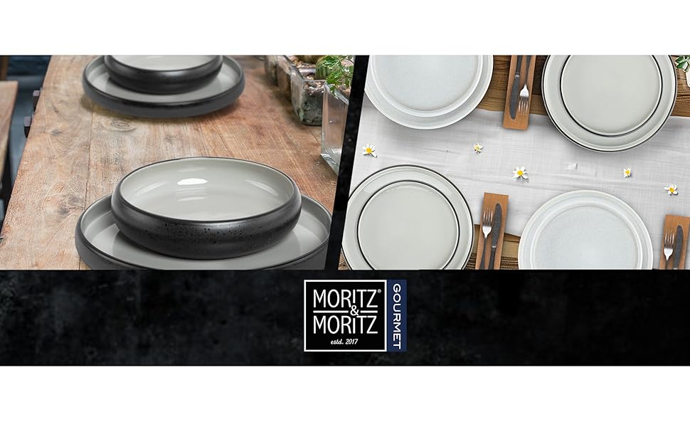 Набір посуду Moritz & Moritz SOLID UNI на 6 осіб, 18 предметів, сірий — сучасний сервіз із каменю, підходить для мікрохвильової печі та посудомийної машини