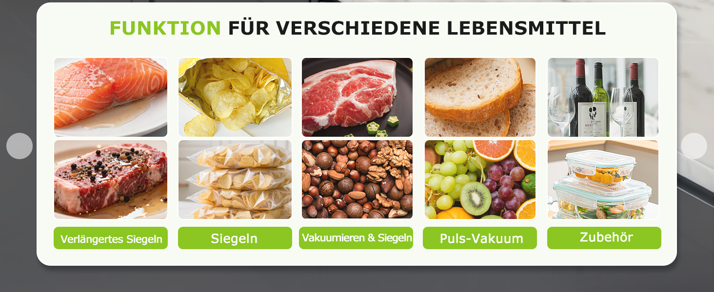 Вакууматор Bonsenkitchen VS5100 для Sous-Vide, 15 л/хв, з вбудованим різаком та кліпсою для пакетів, сріблястий