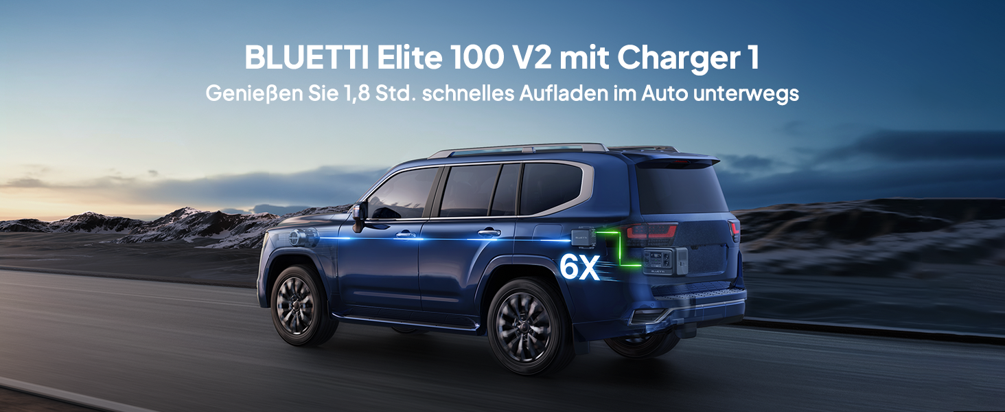 Портативна зарядна станція BLUETTI Elite 100 V2, 1024Вт-год, LiFePO4, 2x1800Вт AC виходи, чорна (комплект із зарядним пристроєм)