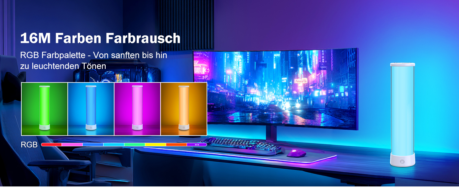 LED-лампа на тумбочку бездротова з пультом/APP, регулювання яскравості, RGBICWW, 2700-6500K, для спальні, вітальні, кемпінгу