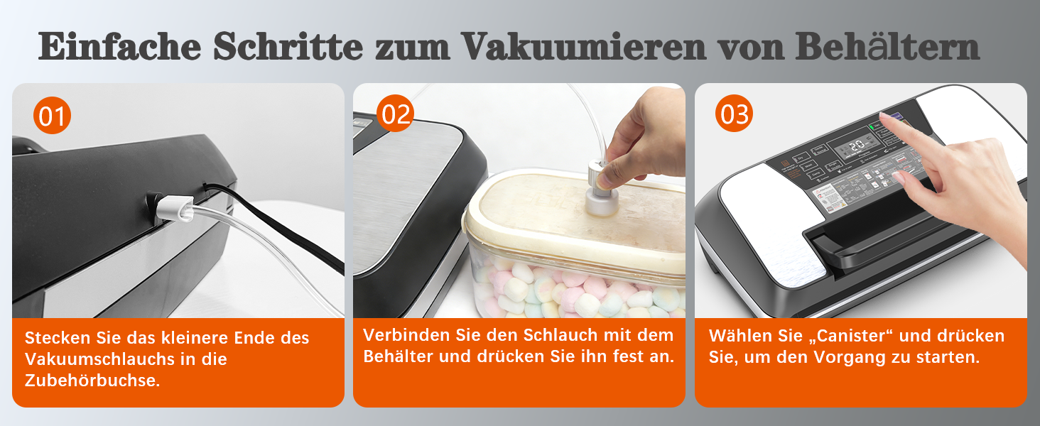 Вакууматор для продуктів 12-в-1 (95 kPa) з подвійним швом, системою Easy-Lock та вбудованим різаком, сріблястий