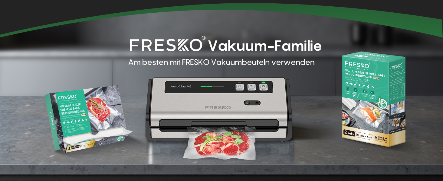 Вакууматор FRESKO Automatik для продуктів з турбо-режимом (15л/хв), автоматичний вакуумний пакувальник, 2 рулони в комплекті