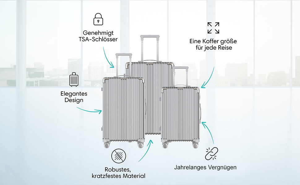 Набір валіз Voyagoux 2 шт. и - 39 л та 71 л, жорсткий набір валіз, замок TSA, ABS, 4 колеса на 360, міцна та легка валіза, сріблястий (S/M/L)