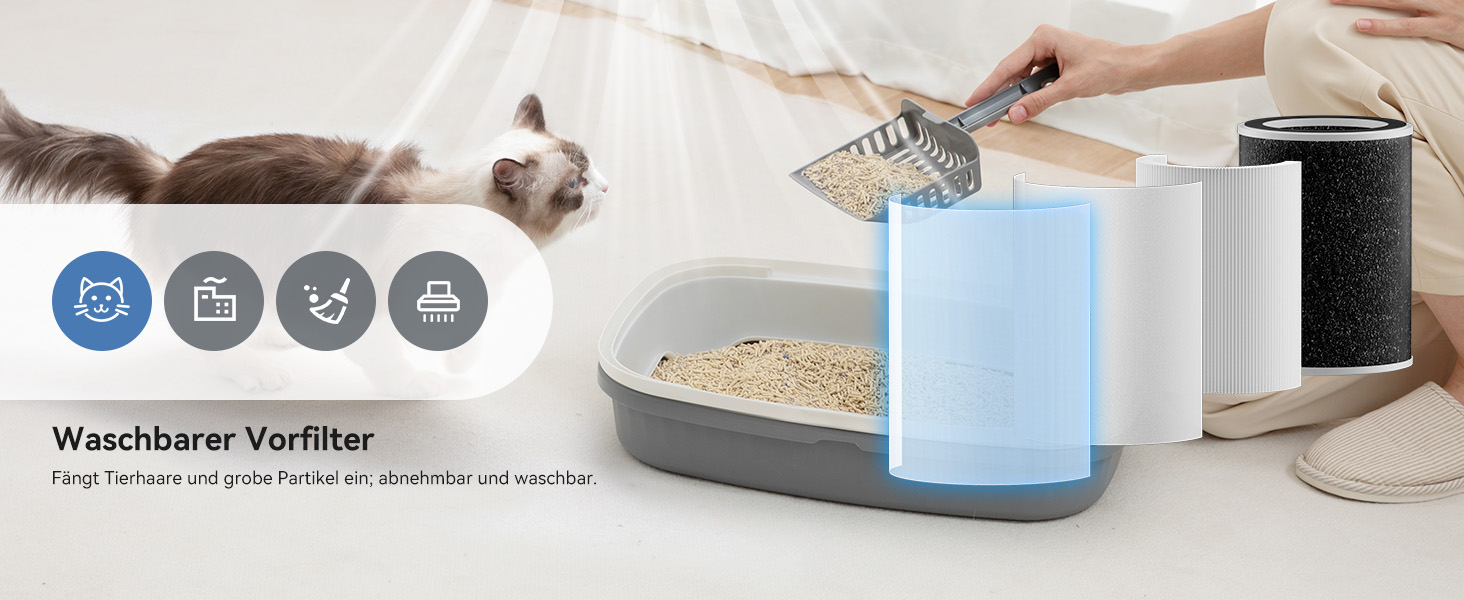 Повітряний фільтр з підтримкою Matter, сумісний з Apple Home, Alexa, Google Home, Home Assistant, HEPA фільтр H13, миючий попередній фільтр, функція ароматерапії, еко-режим для 62м² та 83м²