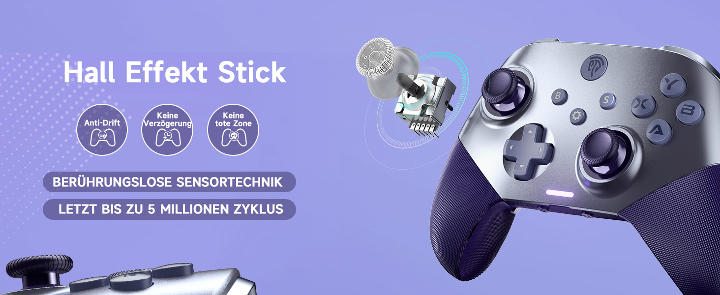 Контролер EasySMX X10 для ПК з датчиками Hall, Bluetooth, механічні кнопки, без дрифту, сумісний з PC/Switch/Steam (Сірий/Фіолетовий)