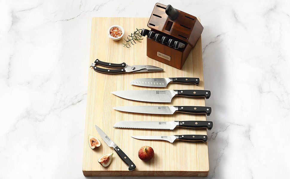 Набір кухонних ножів Keemake 8+15 шт. з бруском: кухонні ножі, ніж для хліба, ніж для м'яса, кухонні аксесуари