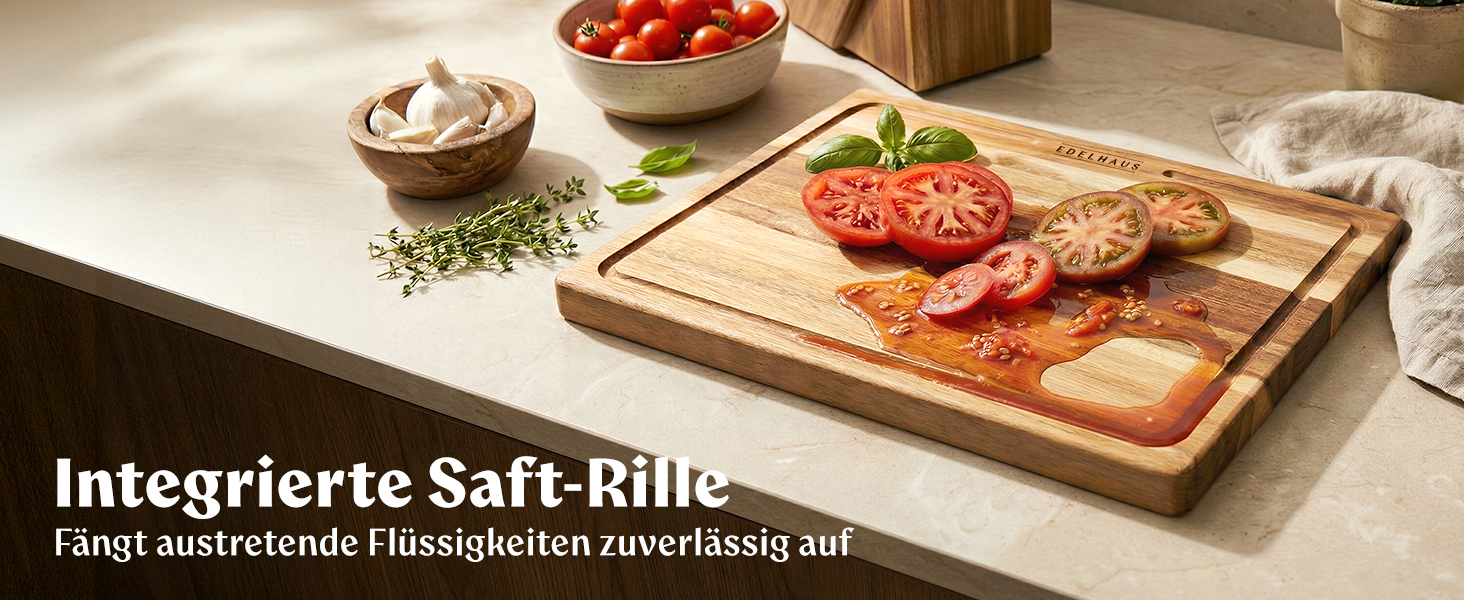 Набір дерев'яних обробних дощок з акціїї, 3 шт. (40x30см, 33x24см, 26x18см) - дерев'яні дошки для кухні з канавкою для соку, дизайн