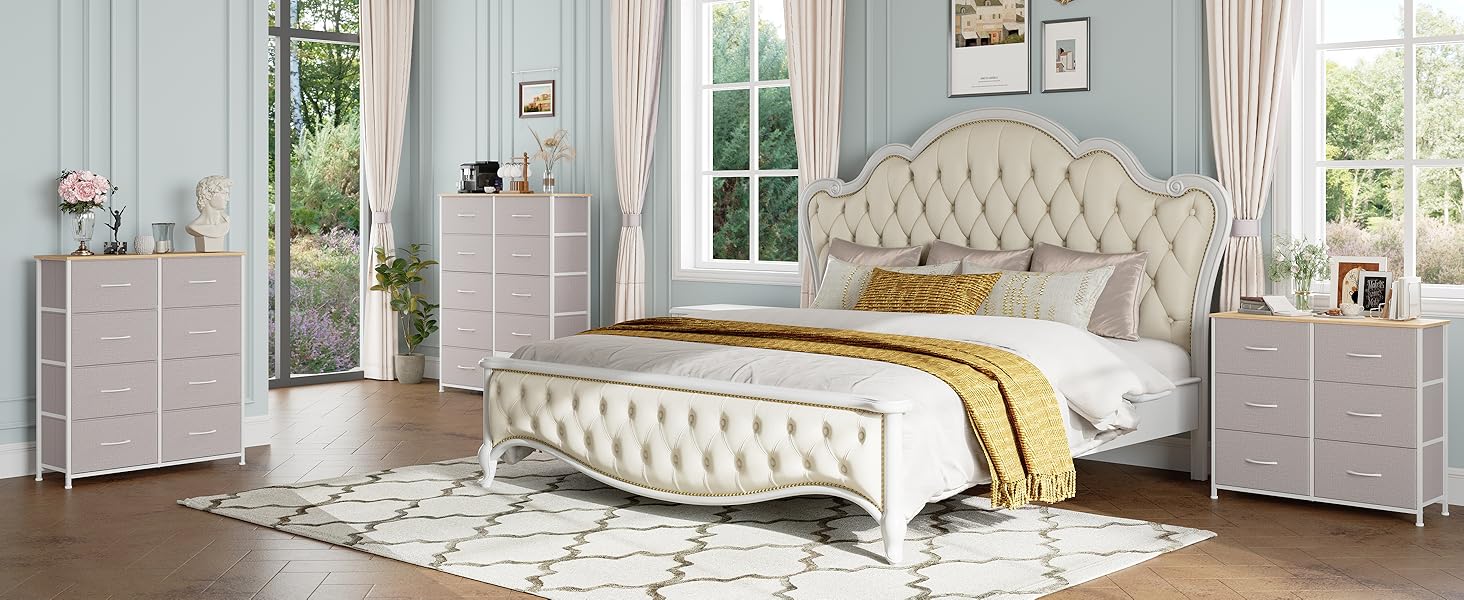 Тканинна комода Somdot з 8/10 висувними ящиками, білий (сірий), 30x80x114.5 см