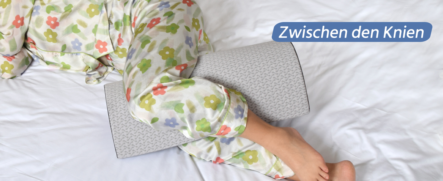 Подушка для сну на боку Pozico: ортопедична подушка з піни Memory Foam для ніг, колін, стегон та спини, знімний чохол, сіра