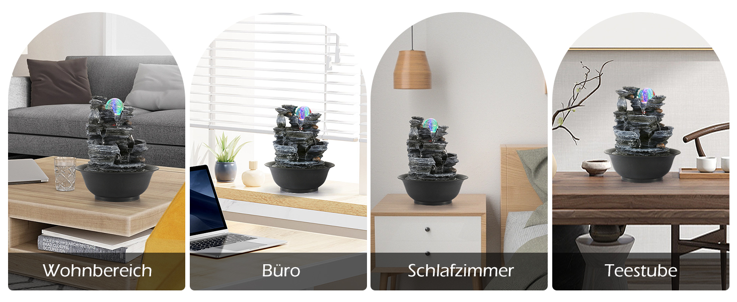 Кімнатний фонтан Dyna-Living з роликовою кулею, LED-підсвічуванням, полірезин, стиль 