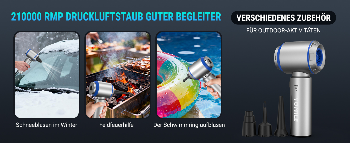 Акумуляторний ручний пилосмок Yomile 4 в 1, безщітковий двигун 25000Па, 3 рівні потужності для авто, дому, офісу та шерсті тварин