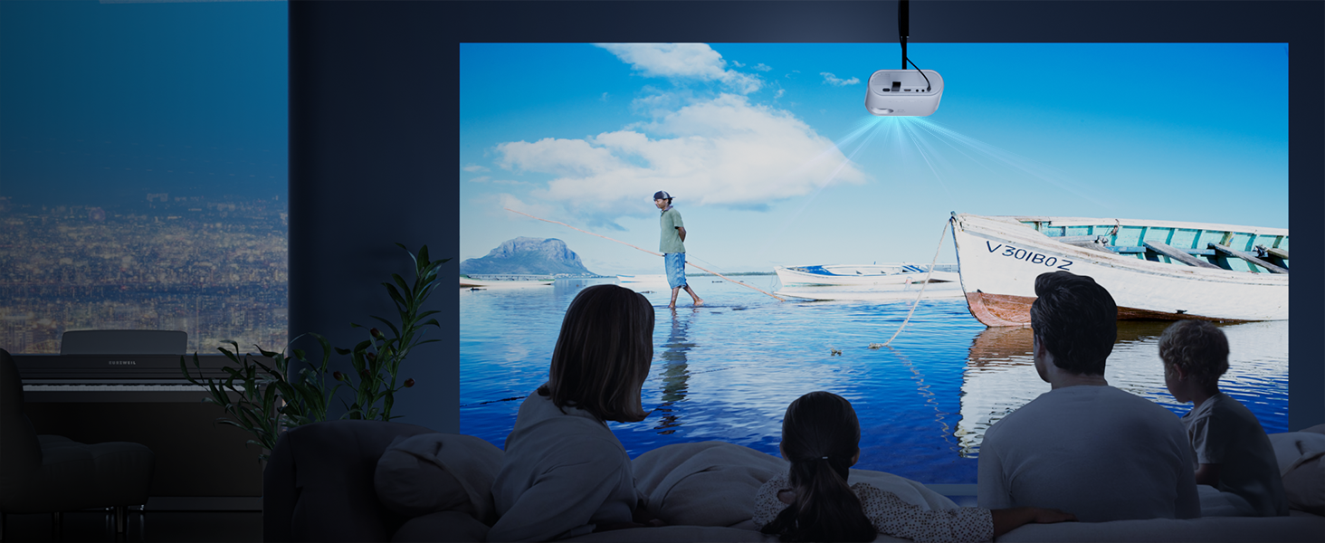 Міні проектор 16000L з штативом, Full HD 1080P, 50% зум, ±15° корекція трапеції, HDMI, USB, AV - сумісний з телефоном