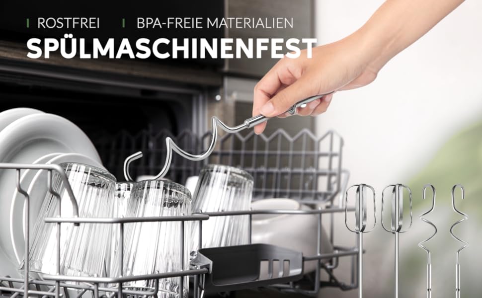 Електричний ручний міксер Kestreln з плоским дном для випічки, потужний міксер для тортів та густого тіста, з гаком для вимішування (S1 білий)