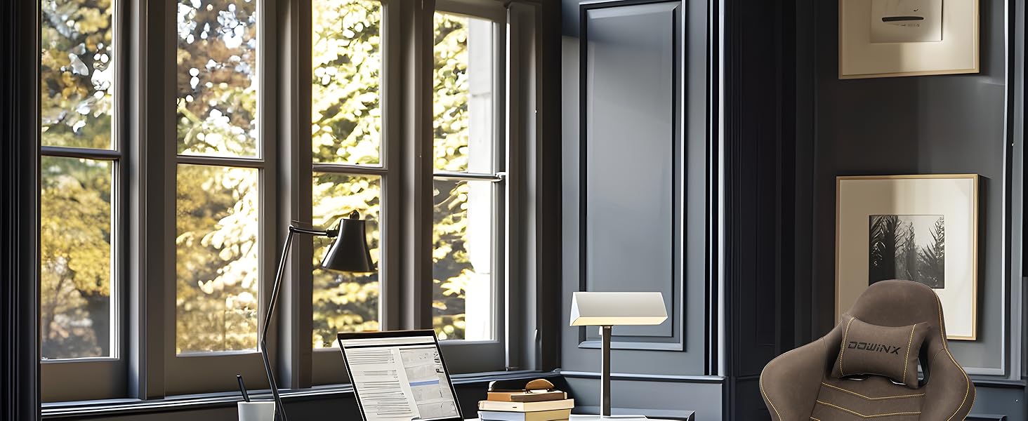 Ігровий крісло Dowinx з регульованою підніжкою, масажером попереку та офісним комфортом, до 200 кг, нахил спинки 165°, коричневий