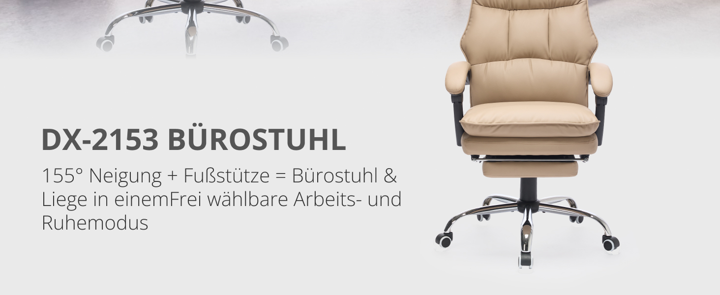 Крісло шеф-кухар SEEDWAVE з підставкою для ніг, офісне крісло, 150 кг, широке сидіння, спинка регулюється під кутом 155°