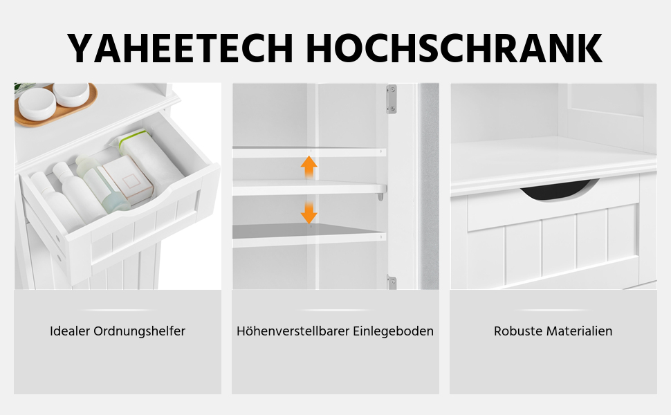 Висока шафа Yaheetech з ящиком і дверцятами, регульована, для ванної кімнати/вітальні/кухні, 40x30x170 см