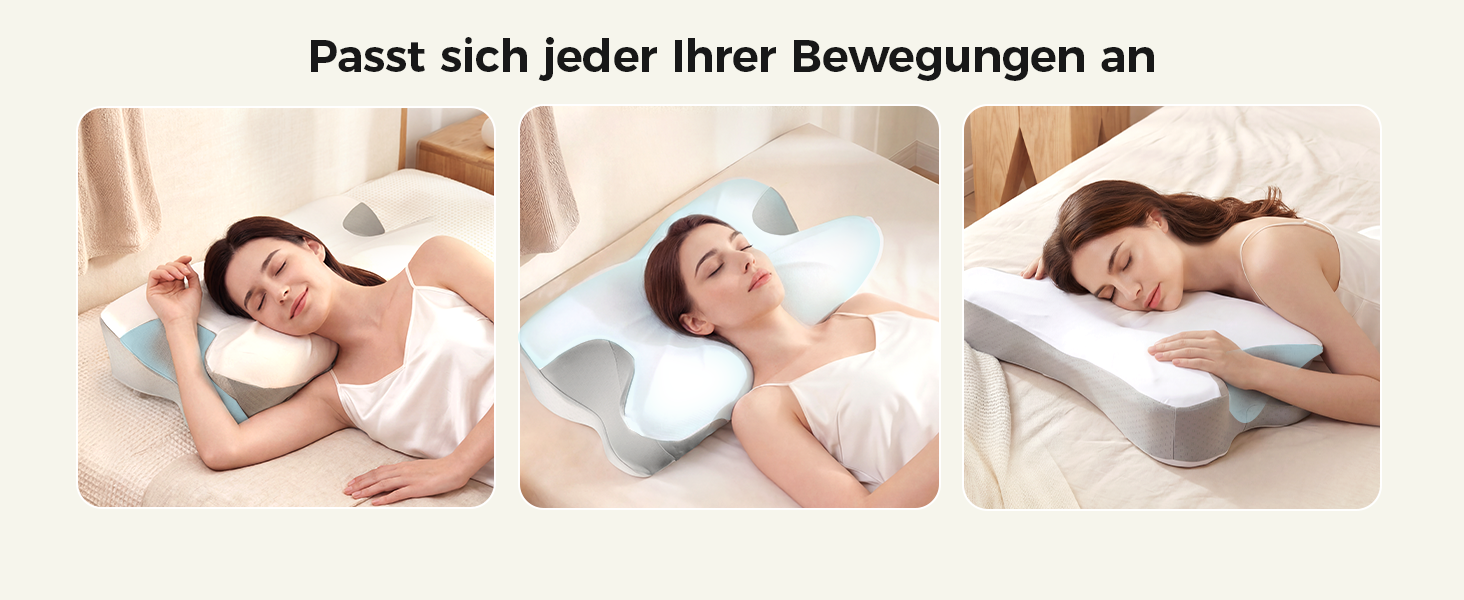 Ортопедична подушка для шиї з піни Memory Foam, ергономічна підтримка для комфортного сну, з підставкою під руки для сну на спині, животі та боку, сіро-біла