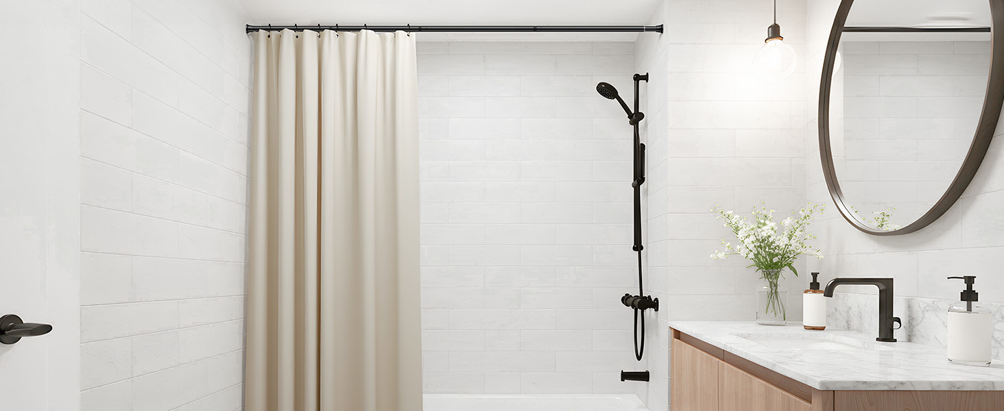 Набір з 2 штук штанги для карниза без свердління, 76-165 см. Підходить для душу, вікна, кухні, шафи. Чорний колір.