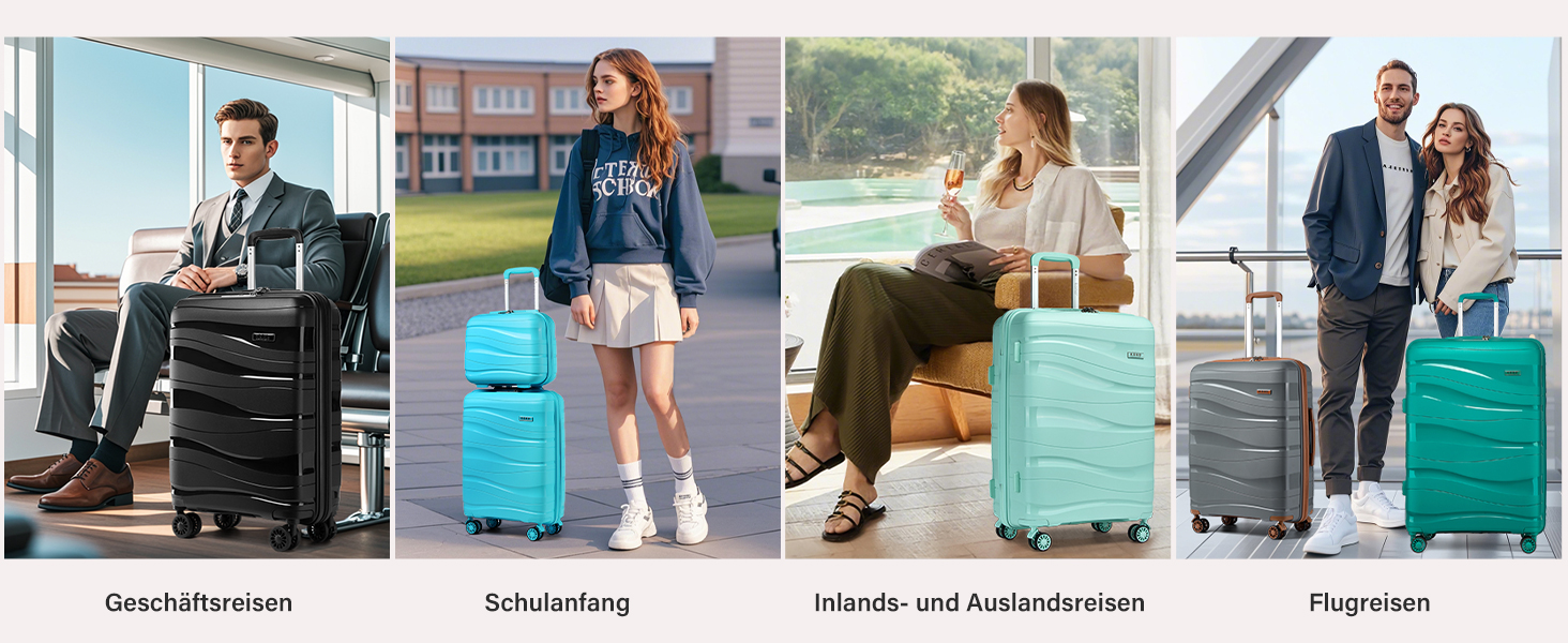 KONO середній валіза 65см з поліпропілену з TSA замком, 65x46x26.5см (кремово-білий)