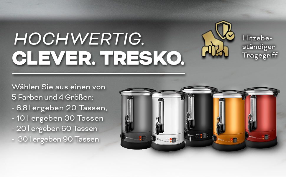 ТRESKO® Електричний казанок для глінтвейну на 30 літрів з нержавіючої сталі, 2500W, автомати для гарячих напоїв, нагрівач води