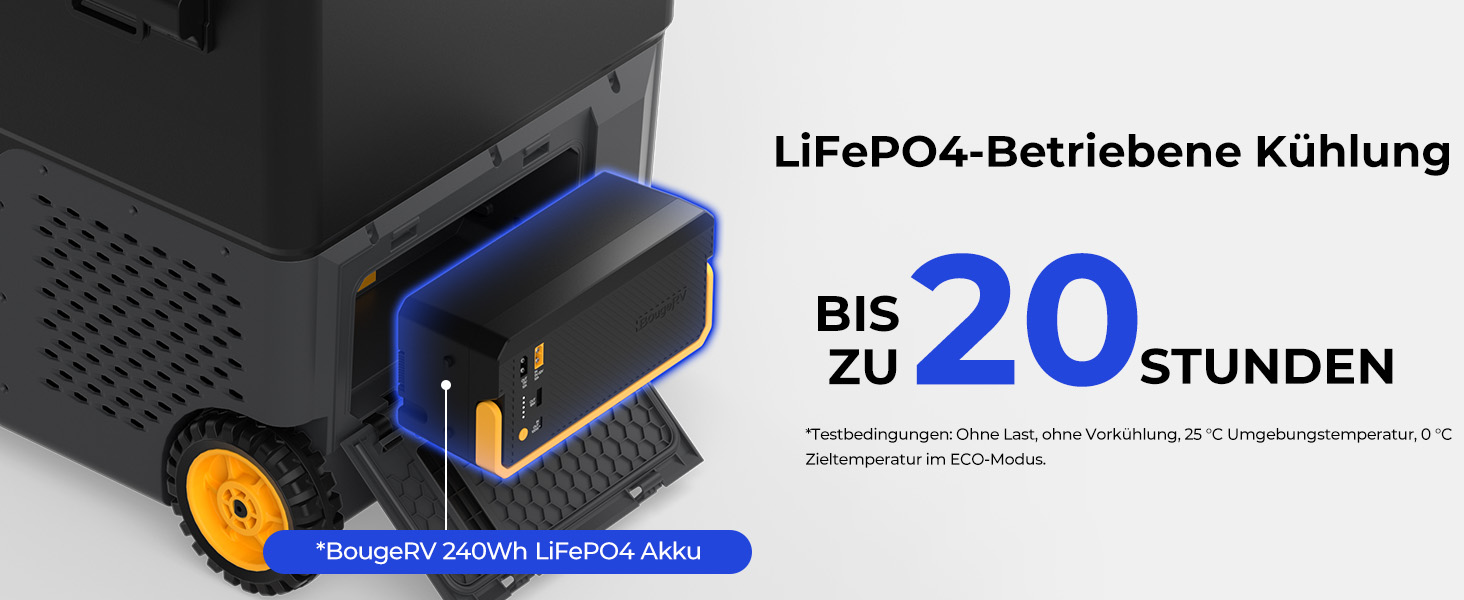 Двозонний компресорний холодильник BougeRV CRD2 V2.0 40Л з акумулятором 240Вт-год, колесами та керуванням через додаток, 12V/24V/230V, IPX4, від -20°C до 20°C