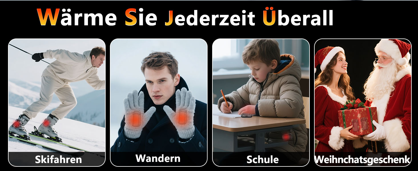 Електричні грілки для рук DDKJ, 2 шт., 7000mAh, магнітні, з 3 рівнями нагріву до 55°C, для дітей, чоловіків та жінок (чорні)