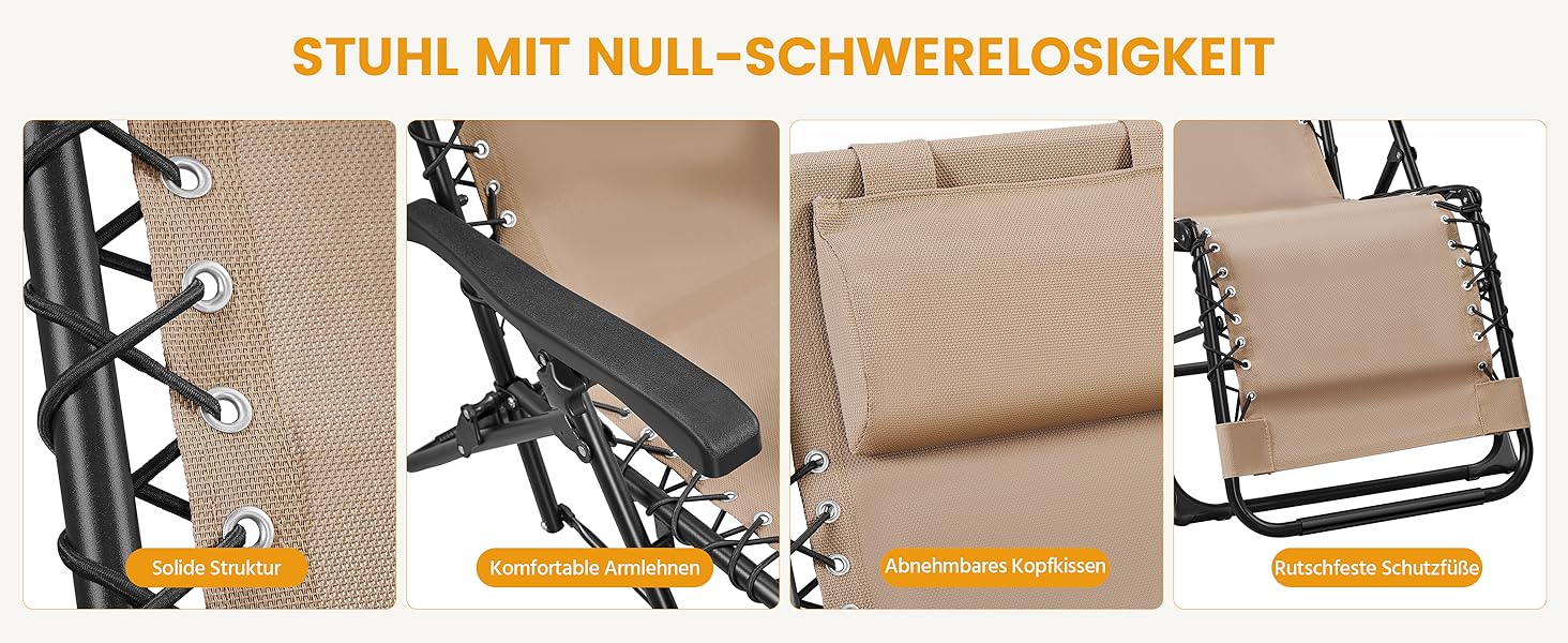 Розкішні лежаки для відпочинку Yaheetech (2 шт.) - складані, з подушкою та тримачем для напоїв, бежеві