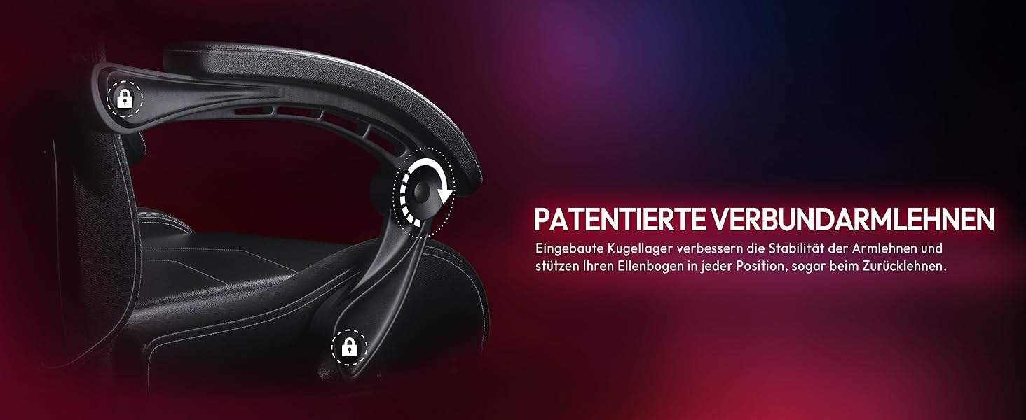 Ігровий крісло Dowinx з RGB підсвічуванням, LED крісло для геймерів з підніжкою, ергономічне крісло з масажем попереку, для дорослих, PU шкіра, білий (чорний)