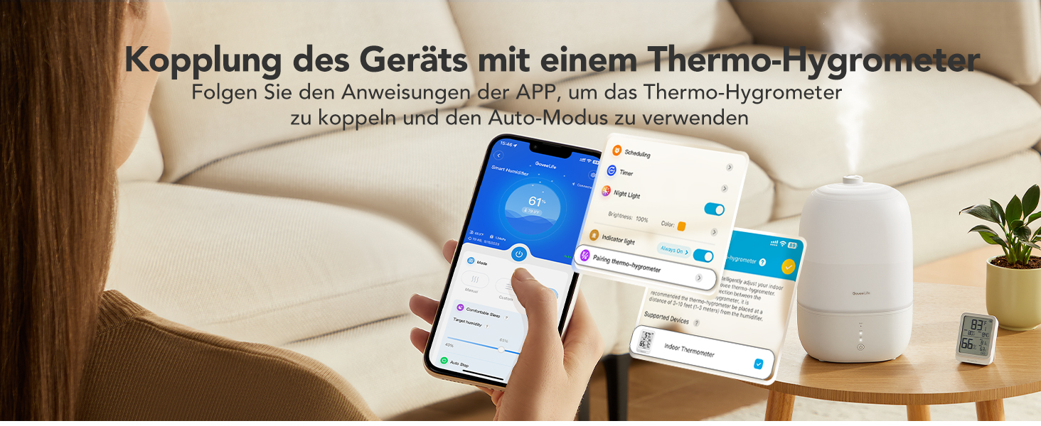 Зволожувач повітря GoveeLife Smart 3L з аромадифузором та нічником для спальні, дитячої, рослин