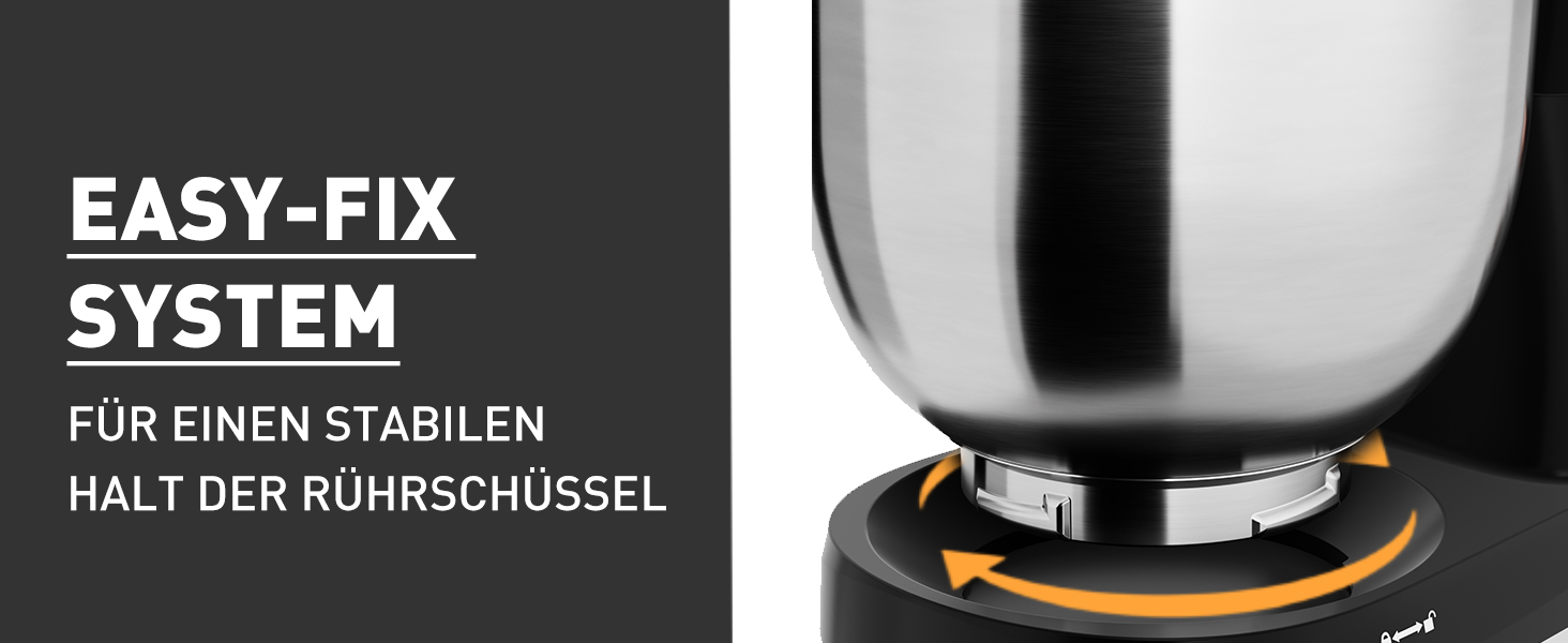 Кухонна машина Heinrichs 1500W з місткою чашею 6L з нержавіючої сталі, 10 швидкостей, титан, міксер, тістоміс, планетарний міксер