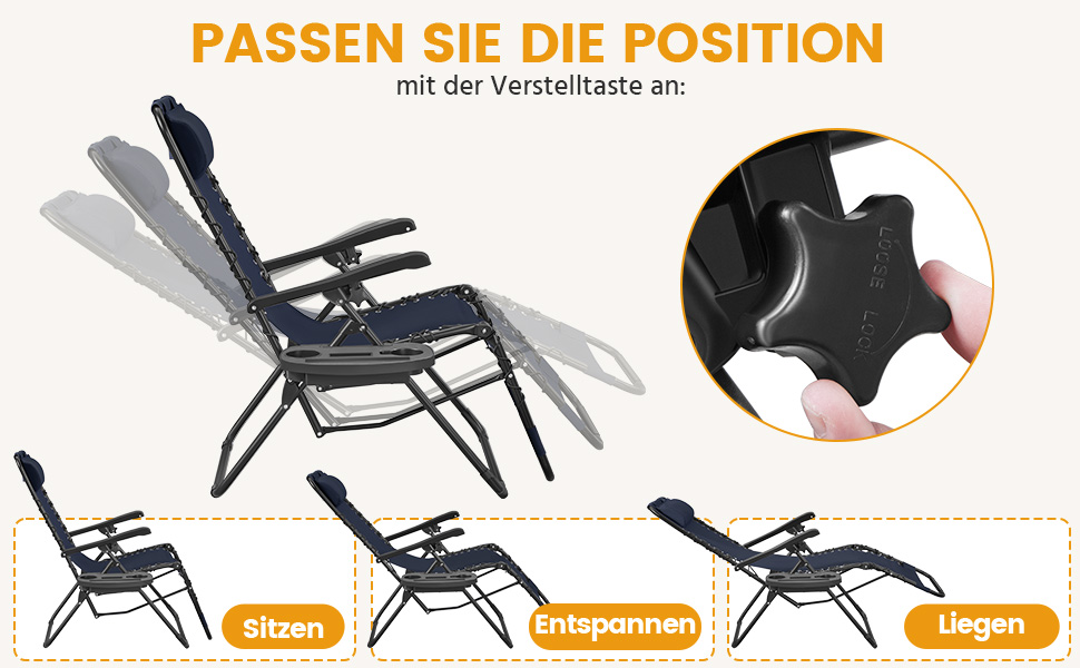 Лежак для відпочинку Yaheetech - розкладний садовий лежак з подушкою та тримачем для напоїв (блакитний, 2 шт.)