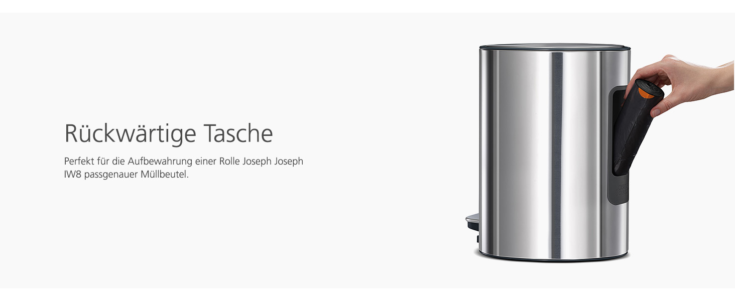 Сміттєвий бак Joseph Joseph EasyStore Luxe 5л з нержавіючої сталі з автоматичним закриттям кришки та змінним внутрішнім відром, для ванної, спальні, офісу