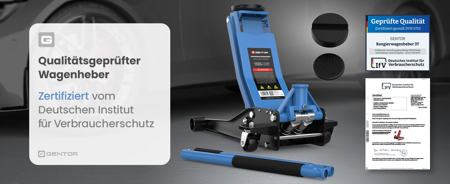 Гідравлічний домкрат 3T низькопрофільний 75-505мм з гумовими накладками для легкових авто та SUV – професійний, на колесах 360° (блакитний)