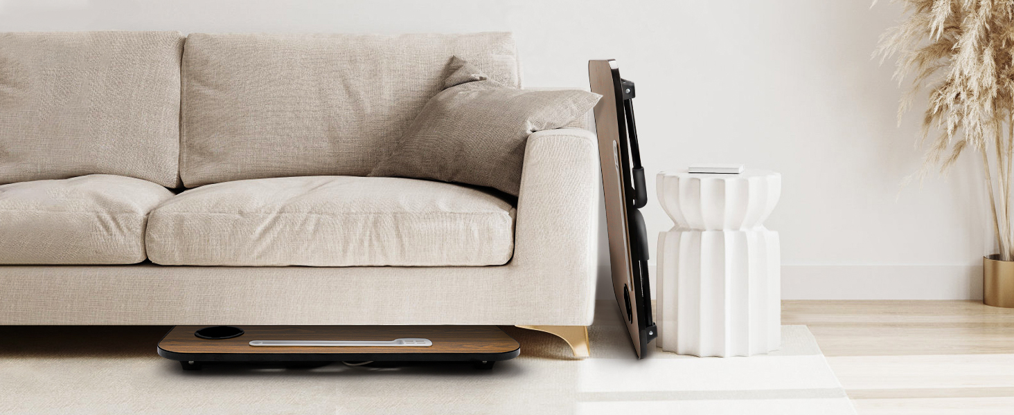 Зручний столик для ноутбука на ліжко/диван, з USB, ящиком та підставкою для планшету (60 x 40 см, коричневий)