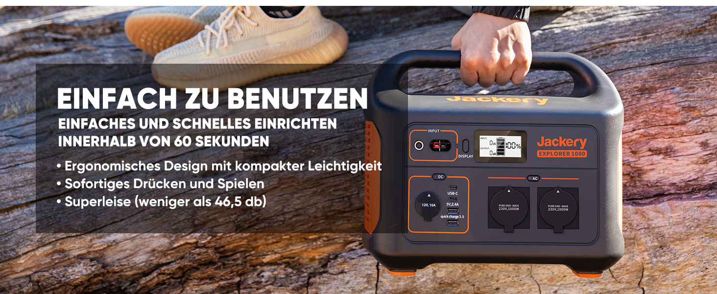 Jackery Explorer 1000: Портативна електростанція 1002Wh з вихідною потужністю 1000W (пікова 2000W), USB та QC, для кемпінгу та подорожей